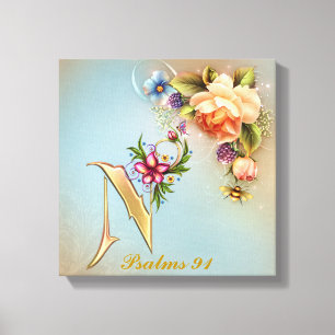 Monograma N Lienzo envuelto premium (brillante)