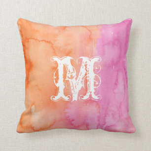 Monograma Naranja rosa almohada acuática inicial