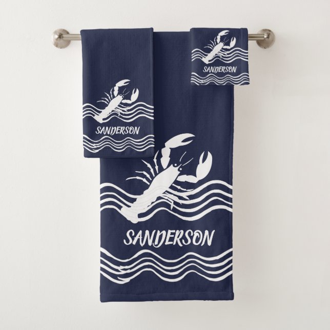 Monograma Nautical Lobster Navy Blue Bath (In situ)