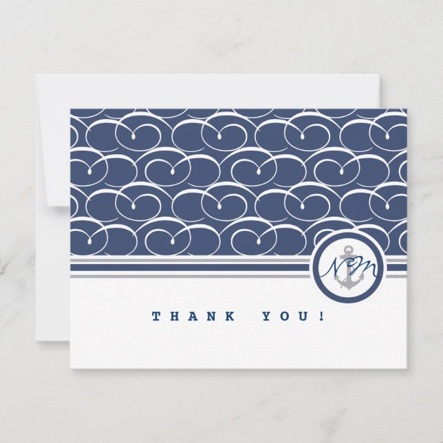 Monograma Nautical Swirls Nota (Anverso)