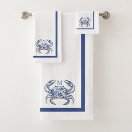 Monograma náutico costero de cangrejo azul