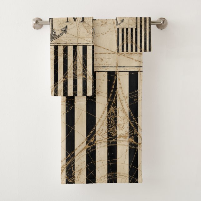 Monograma náutico del ancla del mapa de Viejo (In situ)