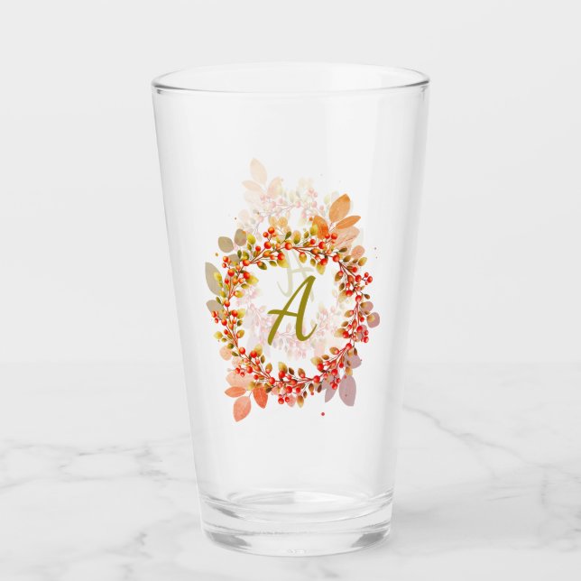 Monograma Navidades Berry Wreath Glass (Anverso)
