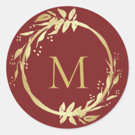Monograma Navidades de vino de oro Sello para sobr