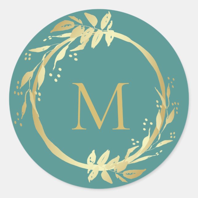 Monograma Navidades Verde azulados de oro Sello pa (Anverso)