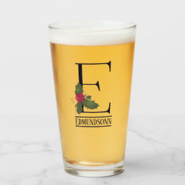 Monograma navideño vintage E Cerveza personalizada