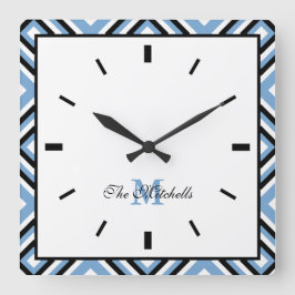 Monograma negro azul blanco blanco moderno reloj d