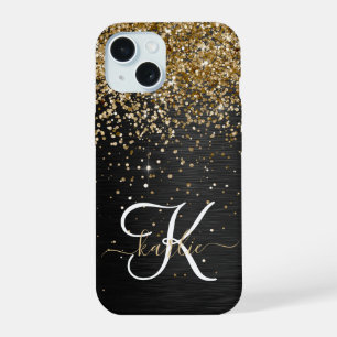 Monograma negro con brillo dorado personalizado