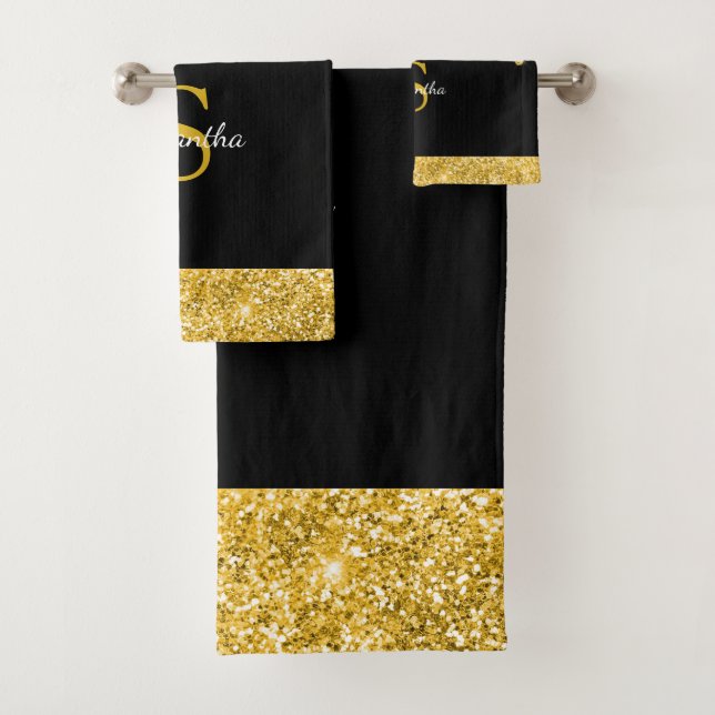 Monograma negro con destellos de oro Chic (In situ)