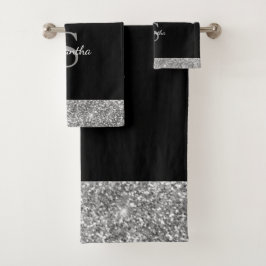 Monograma negro plateado con brillantina chic