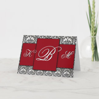 Monograma negro, rojo y blanco del damasco