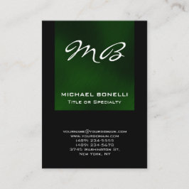 Monograma negro verde Chubby tarjeta de visita úni