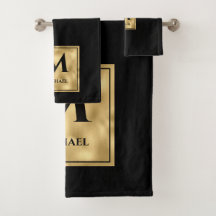 Monograma negro y dorado Elegante lujo