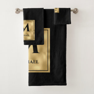 Monograma negro y dorado Elegante lujo