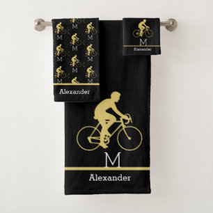 Monograma Nombre Bicicleta Oro Negro