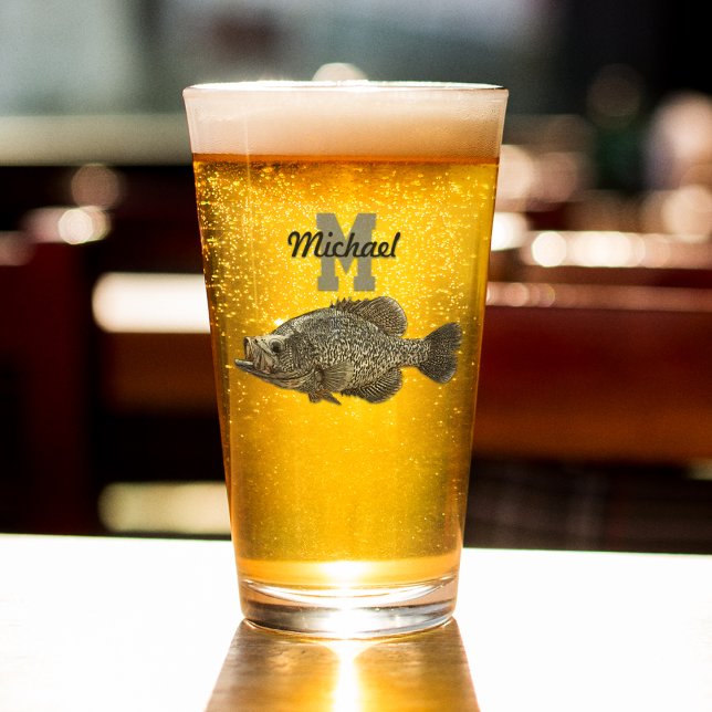 Monograma Nombre Crappie Pescadores Hombres Deport (Crappie fishing monogram glass. Great gifts for Christmas or Birthday.)