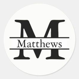 Monograma Nombre en blanco y negro - Pegatina de c
