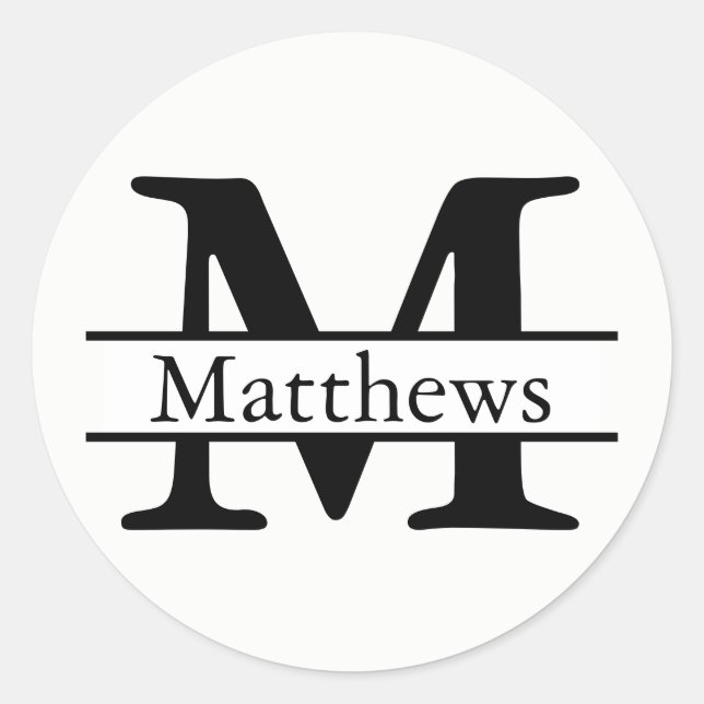 Monograma Nombre en blanco y negro - Pegatina de c (Anverso)