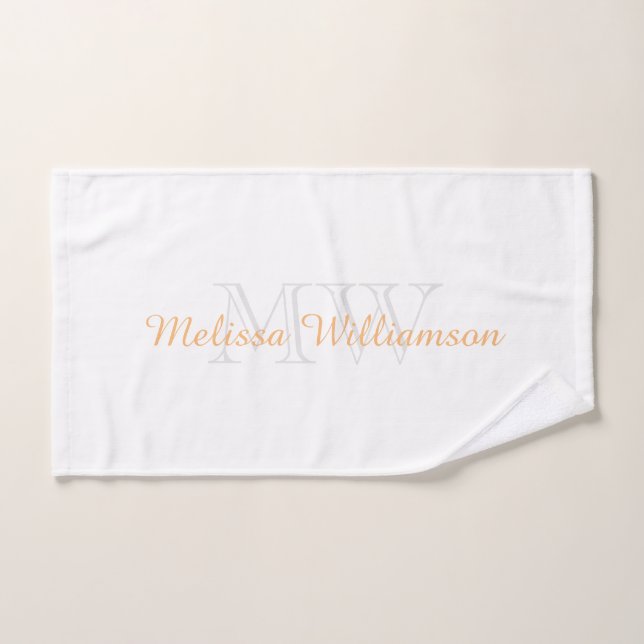 Monograma Nombre inicial Script Amarillo Oro Blanc (Toalla de mano)