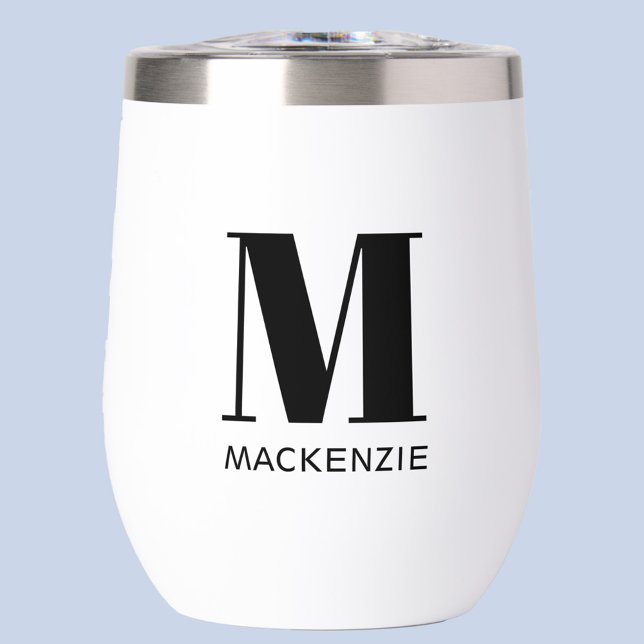 Monograma Nombre inicial simple (Simple modern monogram initial personalized name thermal wine tumbler)