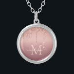 Monograma Nombre personalizado Rosa collar Purpuri<br><div class="desc">Collares con Monograma Nombre Texto Rosa Oro Purpurina Rubor Salto Cumpleaños Personalizado - Aniversario o Regalo Boda / Proveedor - Añadir Su Carta / Nombre - Texto o Eliminar - Hacer su Regalo Especial - Redimensionar y mover o eliminar y agregar texto / elementos con la herramienta de personalización. Diseño...</div>
