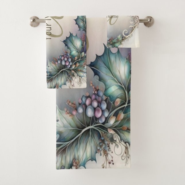 Monograma Nombre Púrpura Verde Sale Rústico Elegan (In situ)