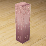 Monograma Nombre Rosa Purpurina de oro Caja de reg<br><div class="desc">Cajas de regalo de vino con nombre de monograma Texto Rosa de oro Rubor Purpurina Sparkle Cumpleaños personalizado - Aniversario o regalo de Boda / Proveedor - Añadir su carta / nombre - Texto o Eliminar - Hacer su regalo especial de vino - Redimensionar y mover o eliminar y agregar...</div>