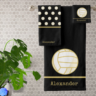Monograma Nombre Voleibol Oro Negro