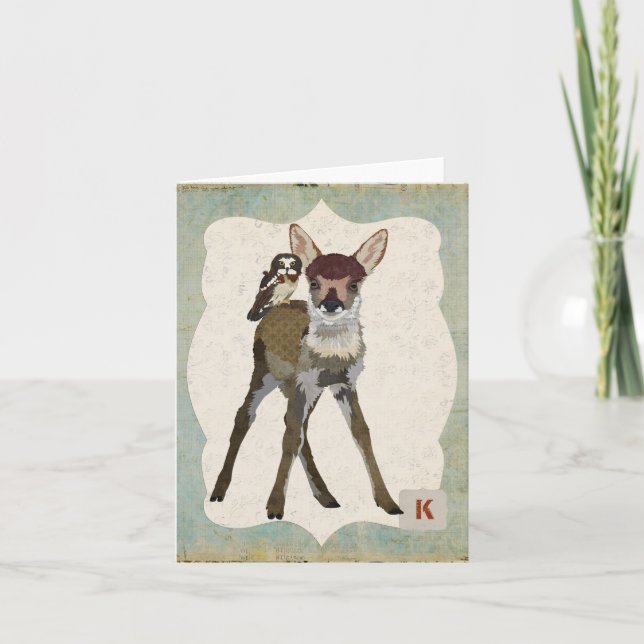 Monograma Notecard de FAWN y OWL (Anverso)