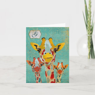 Monograma Notecard de la jirafa que mira a
