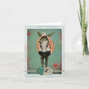 Monograma Notecard del rosa rojo de Moses