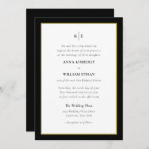 Monograma Oro Negro - Invitación a la boda de novi
