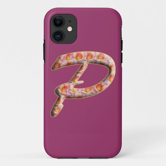 Monograma P en Rosas Patrón Iphone 5 Funda (Reverso)