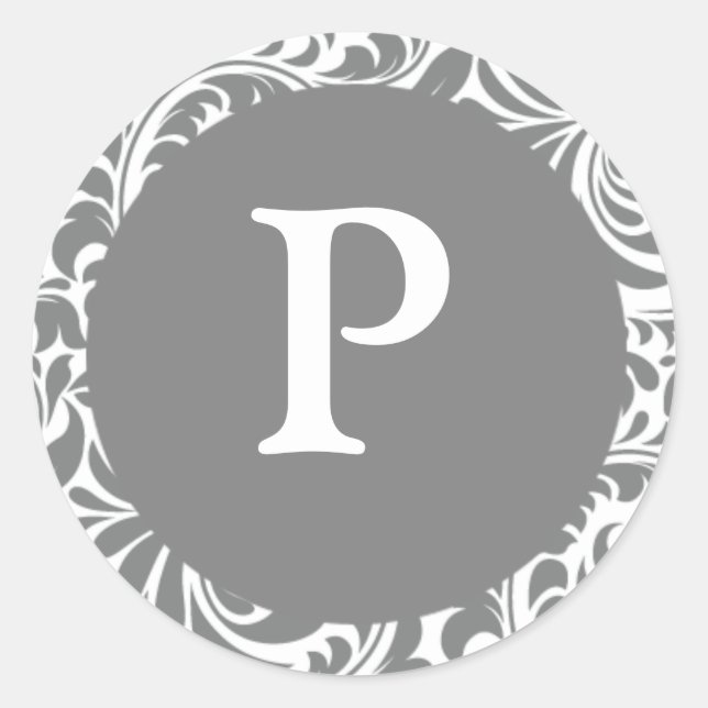 Monograma P Personalizable Gris Gris Invitar Sello (Anverso)