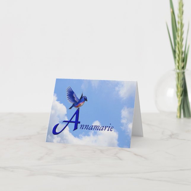 Monograma Pajarito Azul Inicial A Personalizado (Anverso)