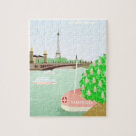 Monograma París Torre Eifel rompecabezas con caja 