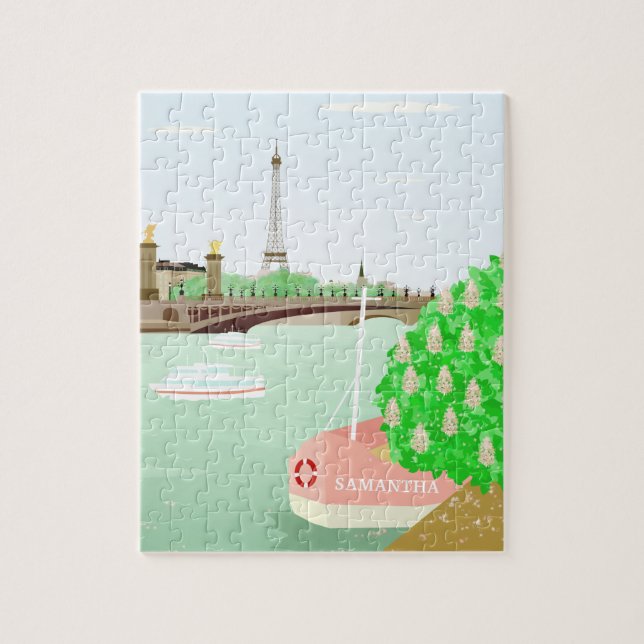 Monograma París Torre Eifel rompecabezas con caja  (Vertical)