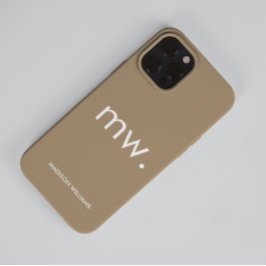 Monograma Pastel Elegante Funda Minimalista Femeni