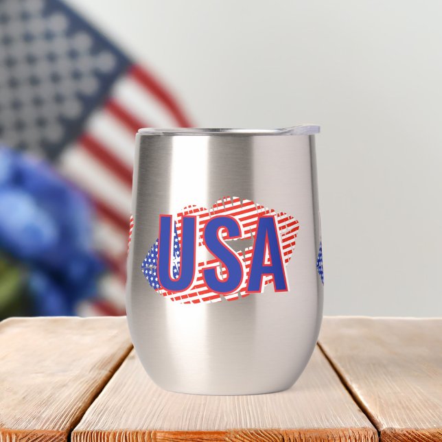 Monograma Patriótico USA Tubo de Vino Termal (Patriotic kisses just for you! You can add your initials or keep USA. Perfect for 4th July BBQ!)