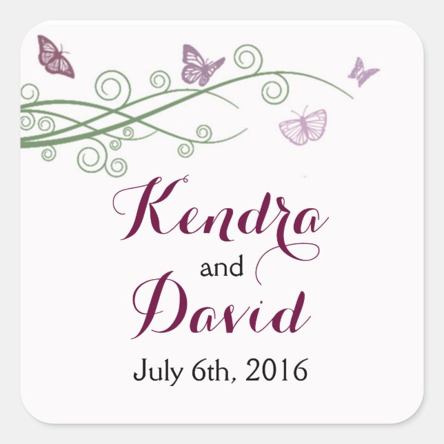 Monograma Pegatina de mariposa rosa (Anverso)