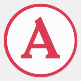 Monograma Pegatina inicial del círculo rojo