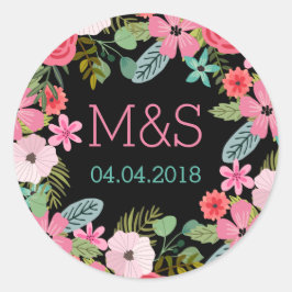 Monograma pegatinas Boho boda floral