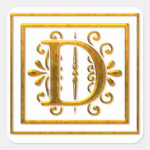 Monograma Pegatinas Golden D Elegant