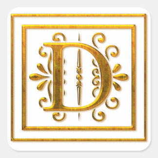 Monograma Pegatinas Golden D Elegant