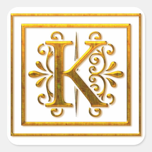 Monograma Pegatinas Golden K elegantes (Anverso)