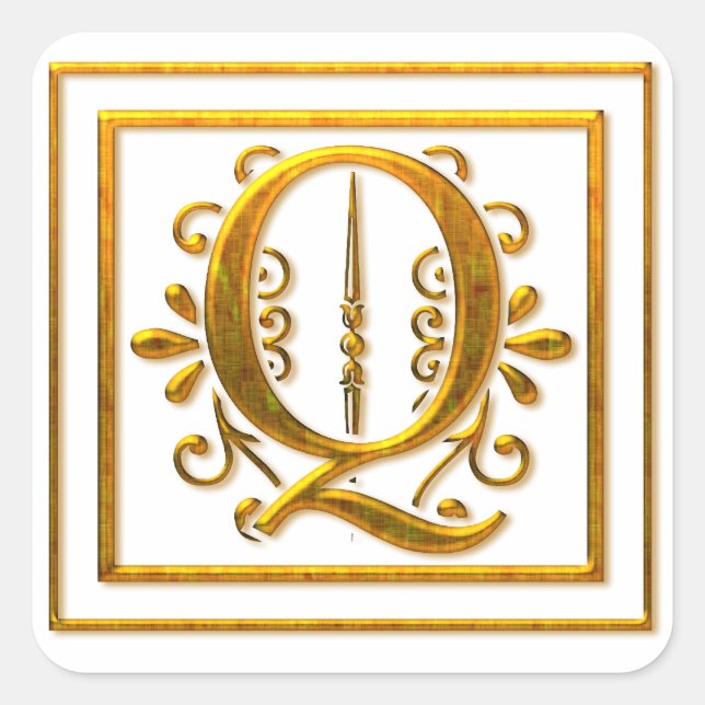 Monograma Pegatinas Golden Q Elegantes (Anverso)
