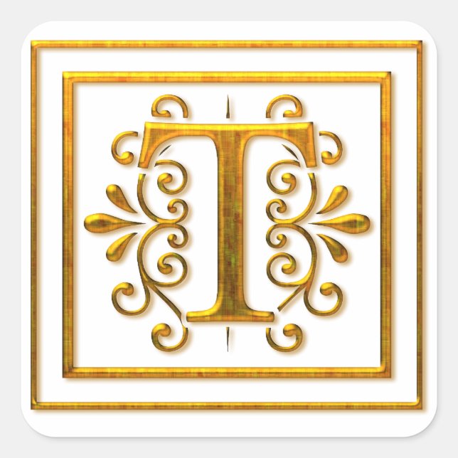 Monograma Pegatinas Golden T Elegantes (Anverso)