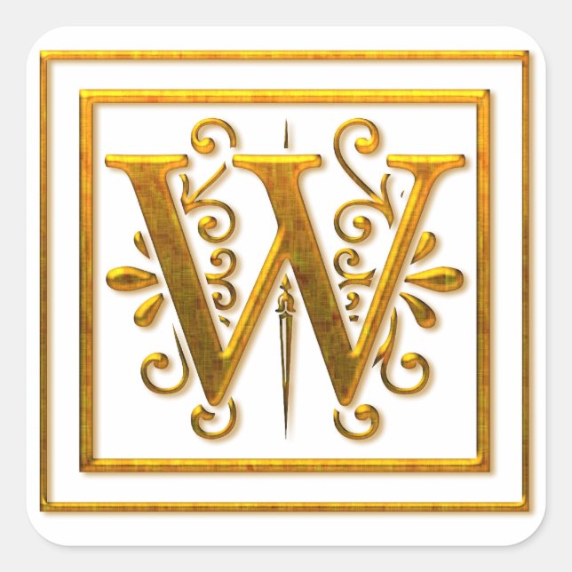Monograma Pegatinas Golden W elegantes (Anverso)