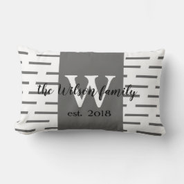 monograma personalizado almohada gris y blanco mod