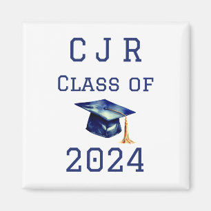 Monograma personalizado Clase de imán azul y blanc